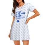 女士宽松短袖睡裙 夏季家居服空调房舒适睡衣裙